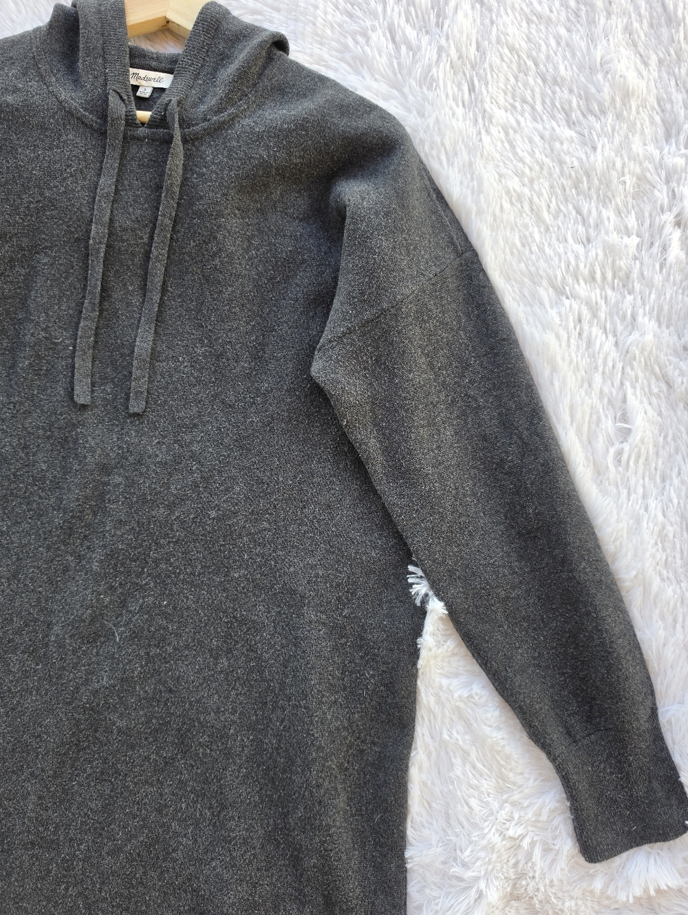 Madewell Charcoal‎ Grey Knit Hoodie Sweater Dress - Picture 5 of 10